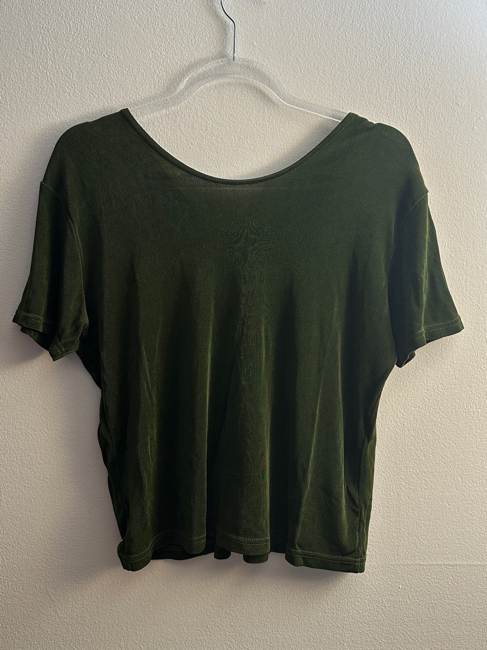 FLAX by Jeanne Engelhart Olive Green Short Sleeve Women’s Top, Medium